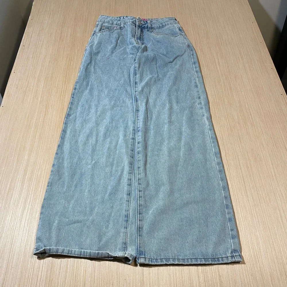 Enlisted Light Wash Wide Leg Jeans Pink Bow Embroidery High Waist Denim 28x31 - Picture 1 of 5